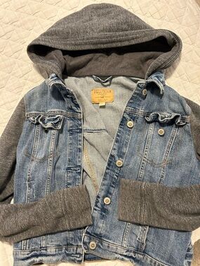 Hollister Denim Hooded Jacket in Blue and Gray